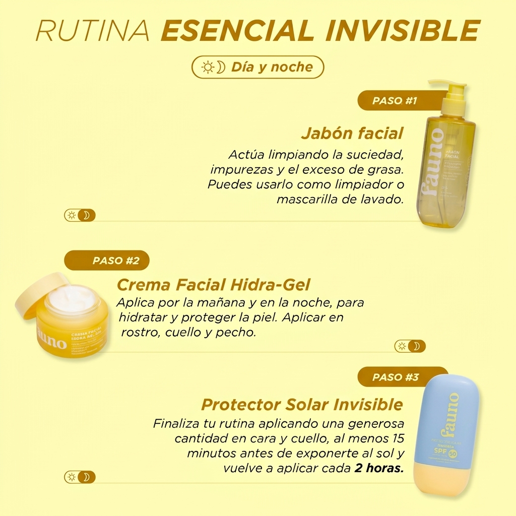 Limpia profundamente sin resecar, hidrata sin sensación pesada y protege con un acabado totalmente invisible.
