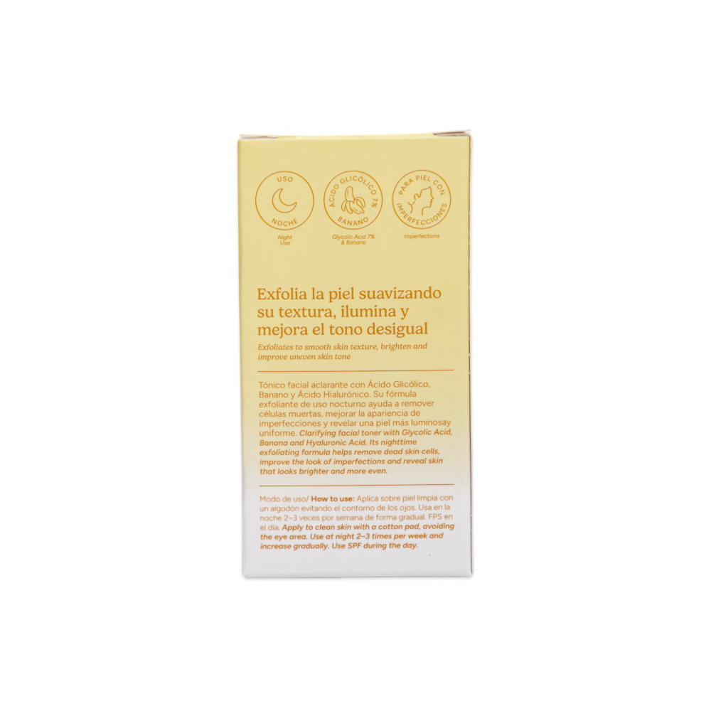 Tónico Facial Aclarante Ácido Glicólico 7% y Banano 30ml