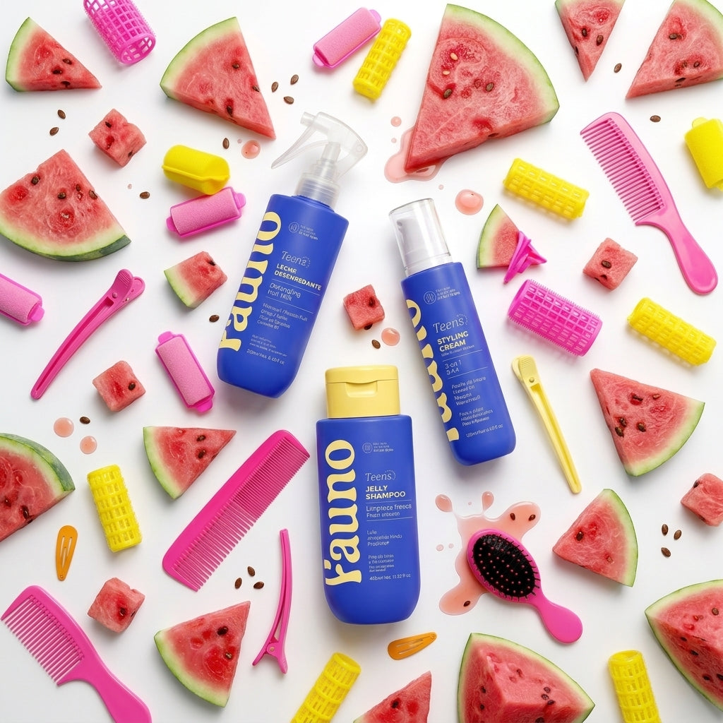 Kit con jelly shampoo, leche desenredante y crema para peinar. Ayuda con el brillo y el volumen, desenreda y protege el pelo del calor. | Fauno